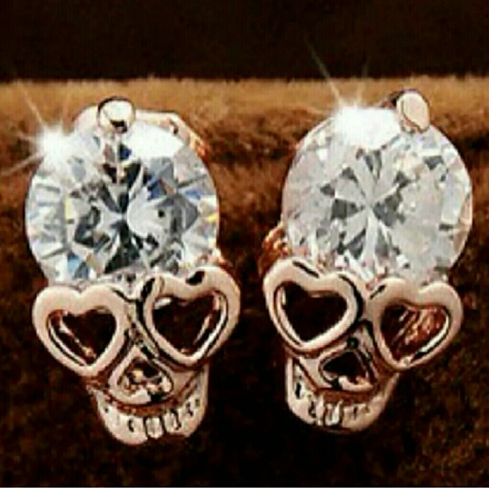 Skull earrings rose gold